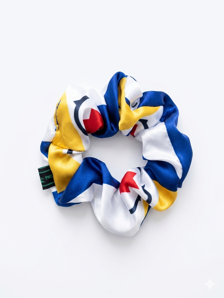 Flag Satin Hair Scrunchie