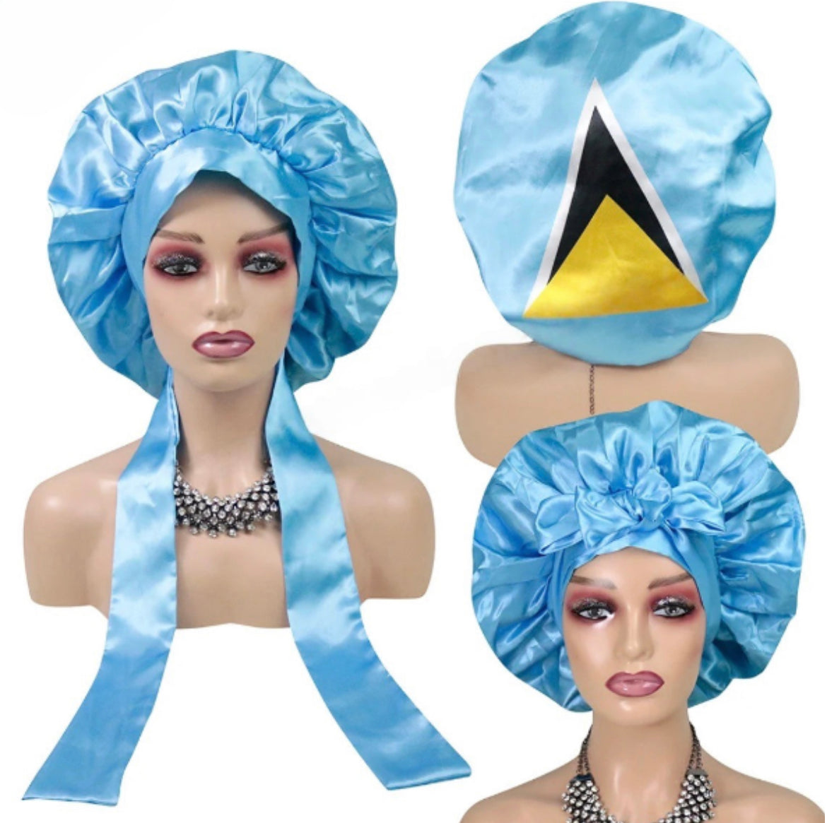 Caribbean Island Flag Satin Bonnet